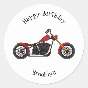 Sticker Rond Illustration motocyclette de style hélicoïdal