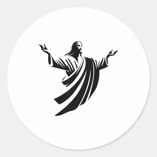 Sticker Rond Illustration Of Jesus Christ Shadow With Open Arms (Devant)