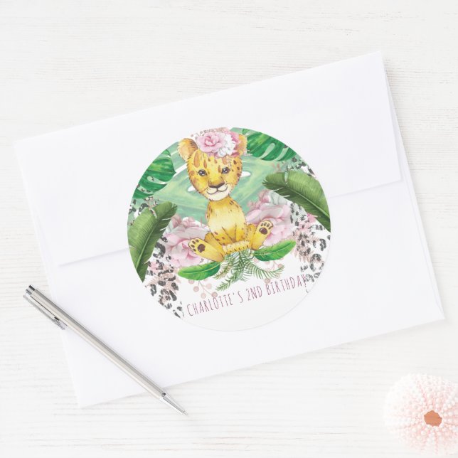 Sticker Rond Illustration personnalisée de la fête de filles Sa (Enveloppe)