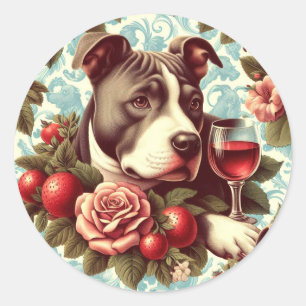 Sticker Rond Illustration Retro American Pit Bull Terrier