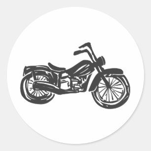 Sticker Rond Illustration rétrospective moto - Choisir un arriè