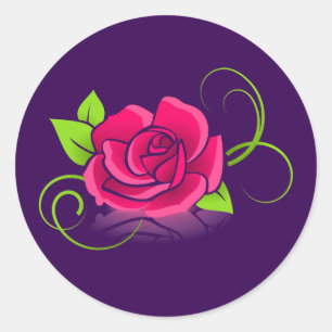 Sticker Rond Illustration rose
