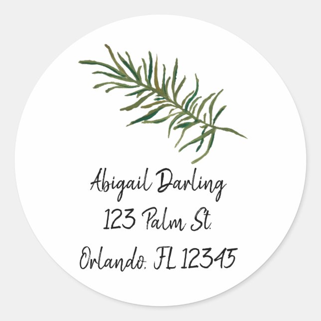 Sticker Rond Illustration Rosemary Sprig Adresse personnalisée (Devant)