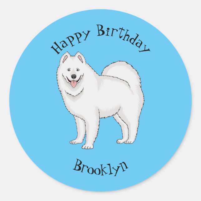 Sticker Rond Illustration Samoyed dog (Devant)