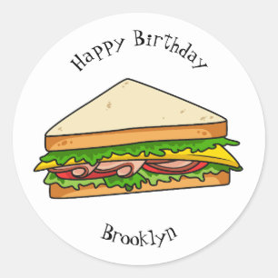 Sticker Rond Illustration Sandwich