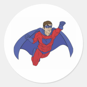 Sticker Rond Illustration Superhero