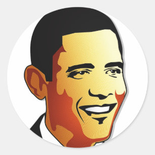 Sticker Rond Illustration vectorielle Barack Obama