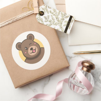 Sticker Rond Illustration vectorielle d'avatar d'ours de dessin