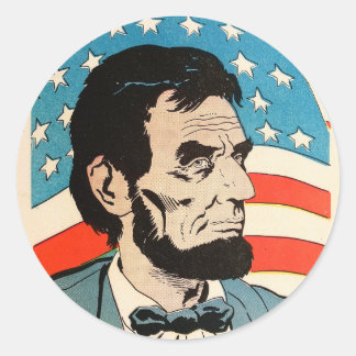 Sticker Rond Illustration vintage du drapeau américain avec Abr