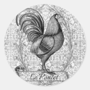 Sticker Rond Illustration vintage du poulet