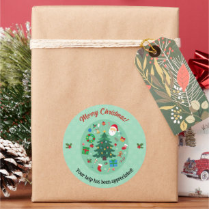 Sticker Rond Illustrations de Noël Fête de fin d'année