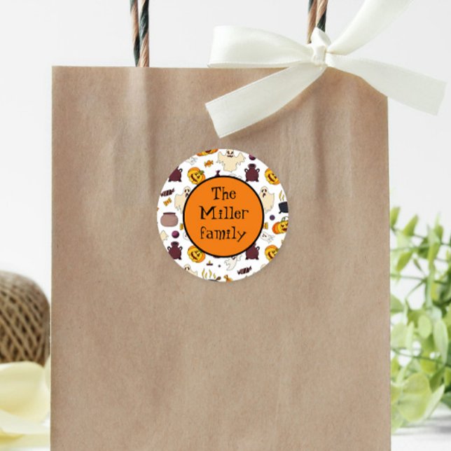 Sticker Rond Illustrations d'Halloween amusantes Monogramme per (Créateur téléchargé)