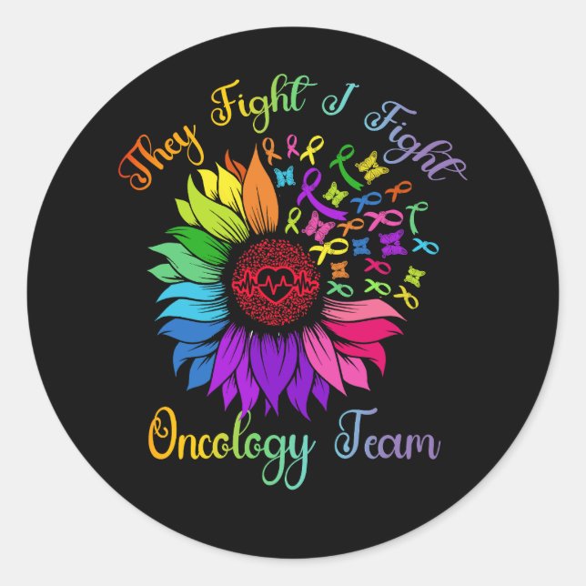 Sticker Rond Ils combattent I Combattre L'Équipe D'Oncologie To (Devant)