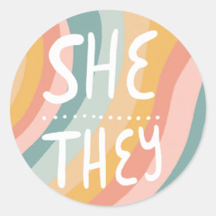 Sticker Rond ILS/ELLES Prononononounes Rainbow Handlettering Fe