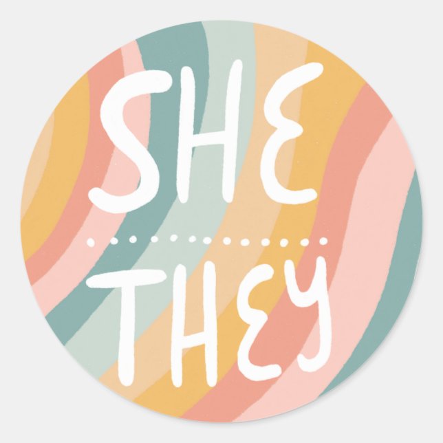 Sticker Rond ILS/ELLES Prononononounes Rainbow Handlettering Fe (Devant)