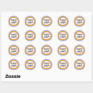 Sticker Rond ILS / EUX Prononononouns Rainbow Handlettering Ens