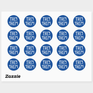 Sticker Rond ILS / EUX Pronononouns Blue Handlettering Ensemble