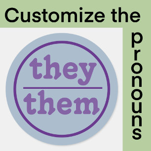 Sticker Rond Ils les pronom bleu et violet
