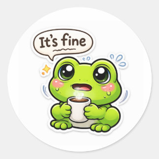 Sticker Rond I'm Fine Frog