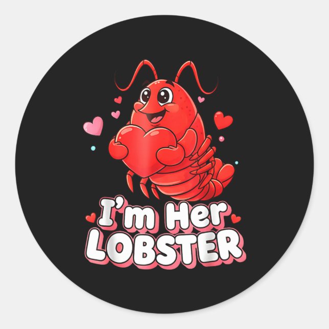 Sticker Rond I'm Her Lobster Matching Couple Valentine's Day Wo (Devant)