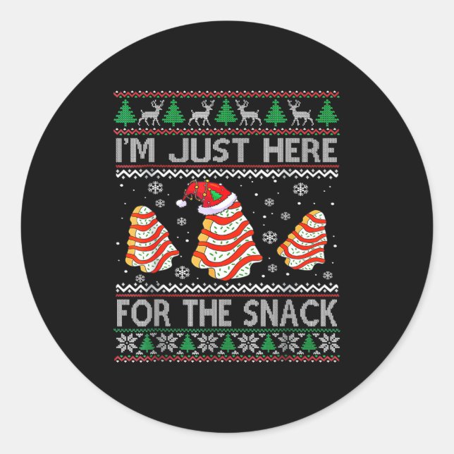 Sticker Rond I'm Just Here For The Snack Christmas Cakes Debbie (Devant)