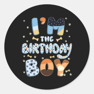 Sticker Rond Im L'Anniversaire Boy Chien Famille Décorations De