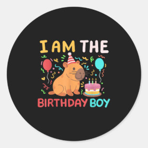Sticker Rond Im L'Anniversaire Garçon Cute Capybara Enfants Fam
