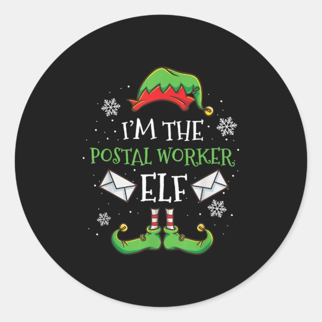 Sticker Rond Im Le Stal Worker Elf Christmas (Devant)