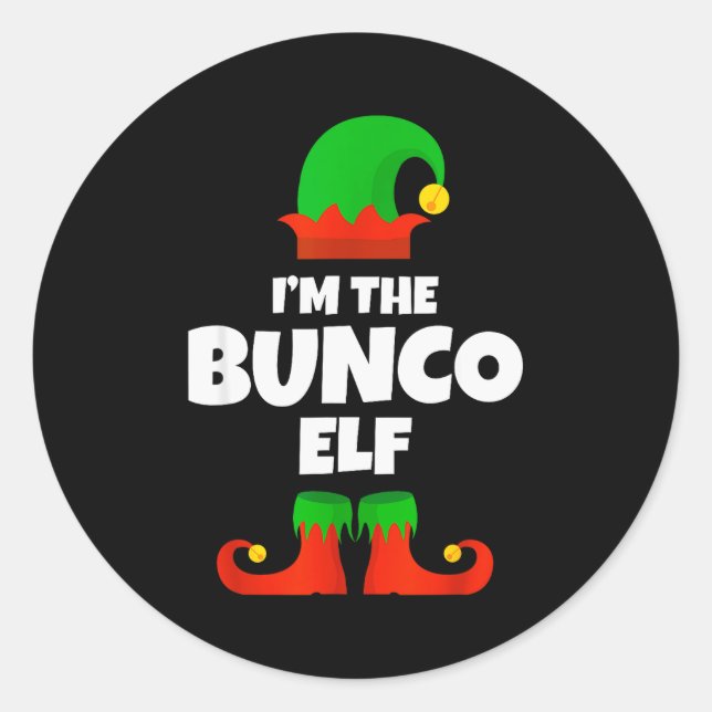 Sticker Rond I'm The Bunco Elf Family Pajama Christmas Funny Bu (Devant)