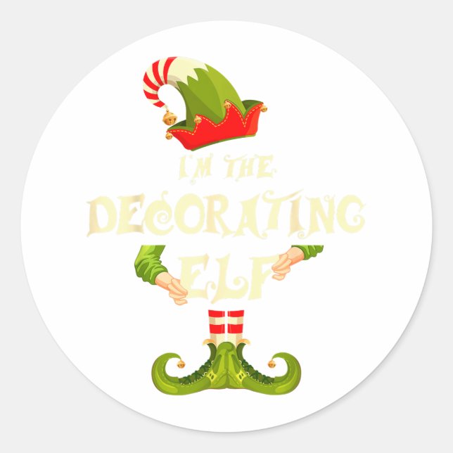 Sticker Rond I'm The Decorating Elf Shirt Women Christmas Pajam (Devant)