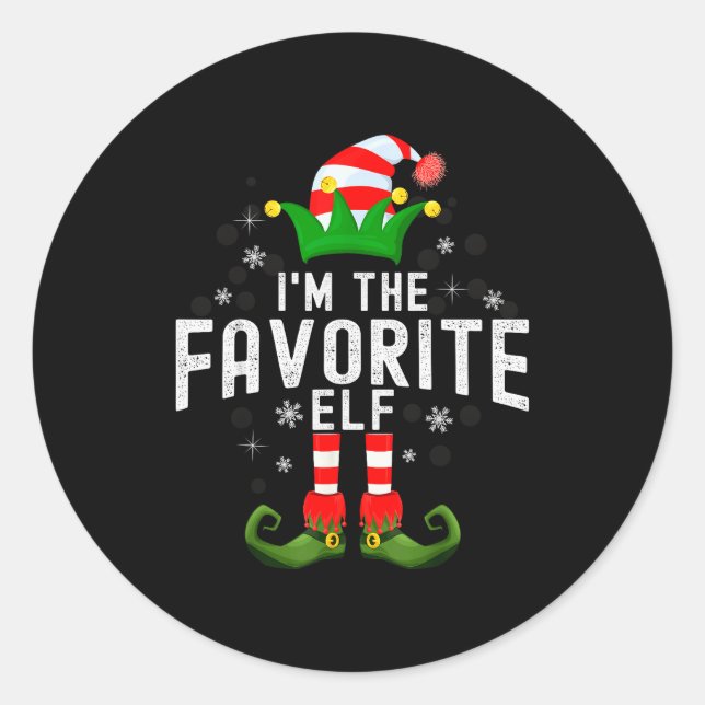 Sticker Rond I'm The Favorite Elf Christmas Family Pjs Costume  (Devant)