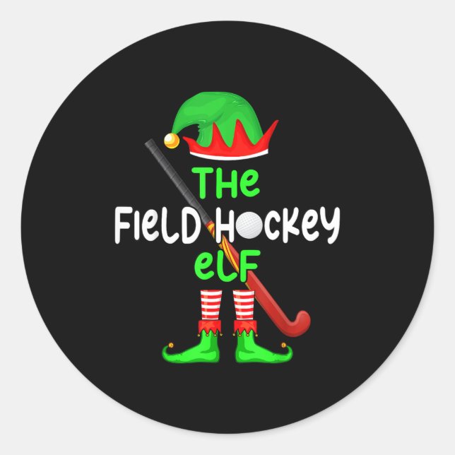 Sticker Rond I'm The Field Hockey Elf Christmas Family Matching (Devant)