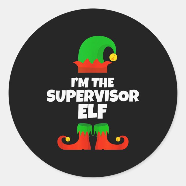 Sticker Rond I'm The Supervisor Elf Family Pajama Christmas Fun (Devant)