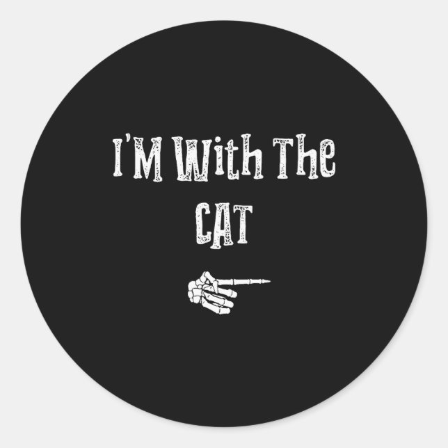 Sticker Rond I'm With Cat Halloween Costume Funny Couples Match (Devant)