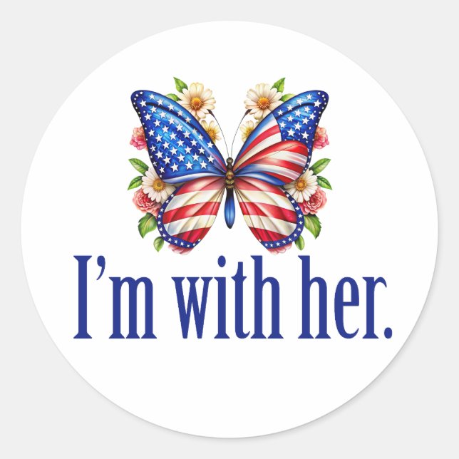 Sticker Rond I'm With Her Kamala Harris pour le président Butte (Devant)