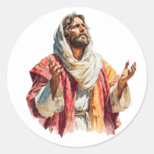 Sticker Rond Image de Jésus-Christ Art religieux chrétien moder
