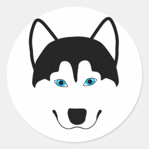 Sticker Rond Image de la race de chien de Cute Husky