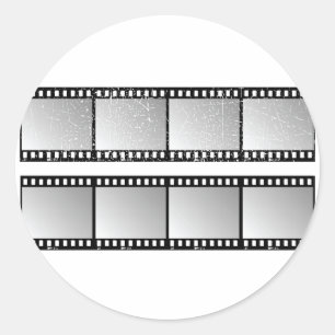 Sticker Rond Images de bande de film noir et blanc