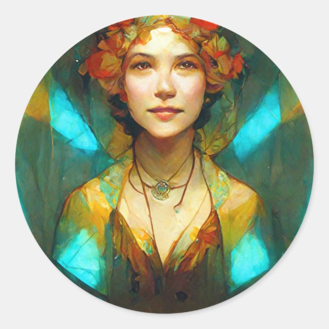 Sticker Rond Imaginaire Art Nouveau Lumière (Devant)