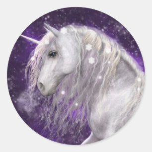 Sticker Rond Imaginaire blanc licorne