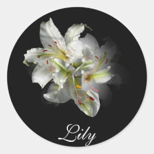 Sticker Rond Imaginaire blanc Lilies