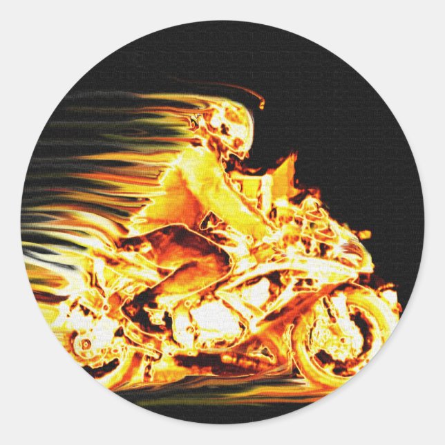 Sticker Rond Imaginaire de motocyclette de feu (Devant)