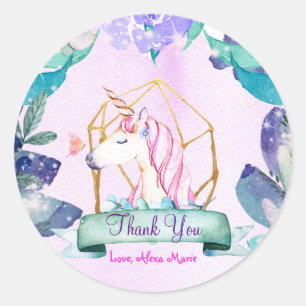 Sticker Rond Imaginaire forestier enchanté Magique Unicorn Part
