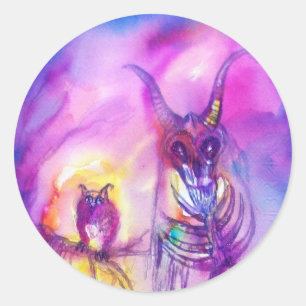 Sticker Rond Imaginaire pourpre rouge de GUERRE des MONSTRES de