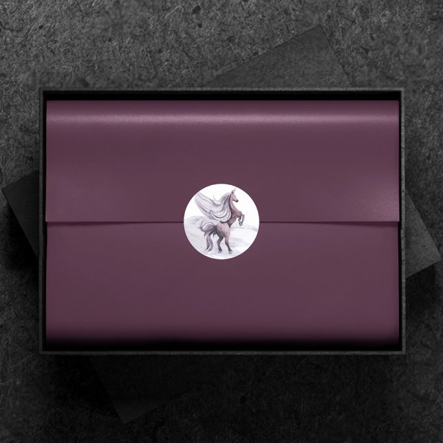 Sticker Rond Imaginaire Unicorn | Aquarelle magique violet (Créateur téléchargé)