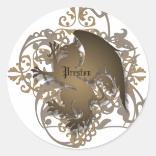 Sticker Rond Imaginaire urbain Griffin en bronze Ajouter nom St