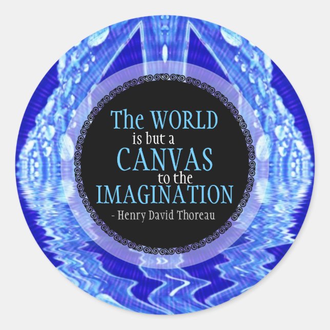 Sticker Rond Imagination Canvas Citation Art personnalisé Stick (Devant)