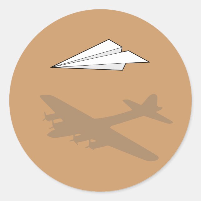 Sticker Rond Imagination suractive de l'avion en papier (Devant)