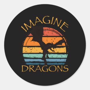 Sticker Rond Imaginez l'Imaginaire Mythique Dragon Wings Style