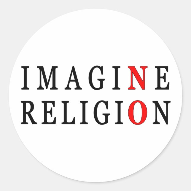 Sticker Rond Imaginez Pas De Religion (Devant)